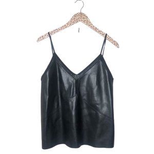 Zara Vegan Leather Tank Top with Mesh Detail